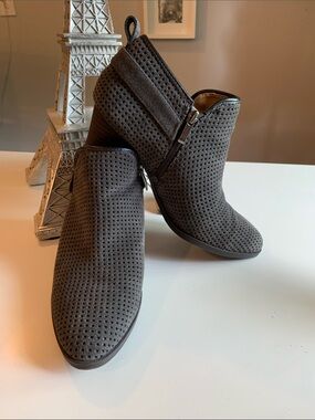 Franco Sarto Perforated Charcoal Grey Ankle Booties